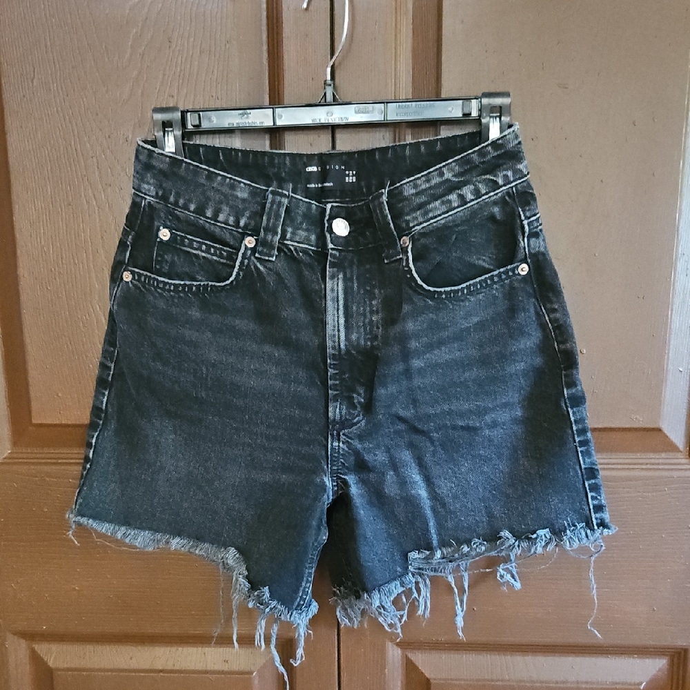 ASOS Black Jean Shorts Frayed Hem